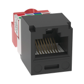 Conector Jack RJ45 Estilo T, Mini-Com, Categoría 5e, de 8 posiciones y 8 cables, Color Negro